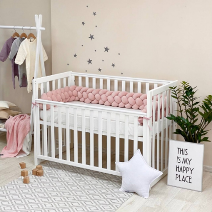 Protectie laterala patut bebe tripla roz